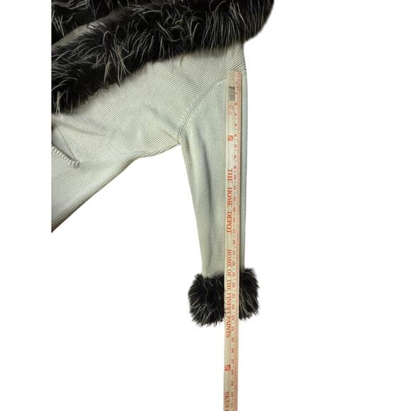 "SIDEFFECTS" VTG Y2K Faux Fur Open Front Sweater SZ L SMALL SPOT SEE PICS Rare! - Picture 5 of 10